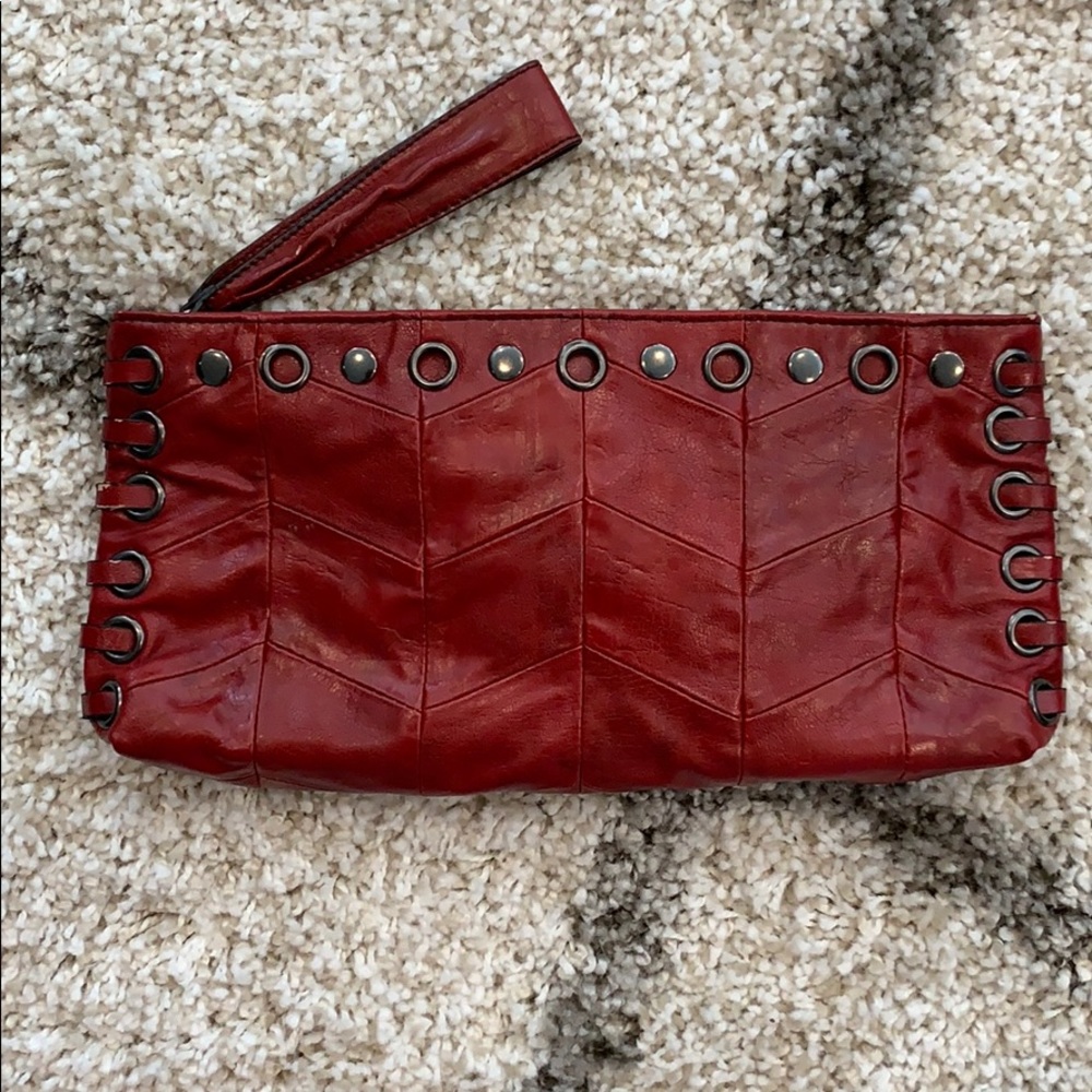 Red wristlet clutch purse